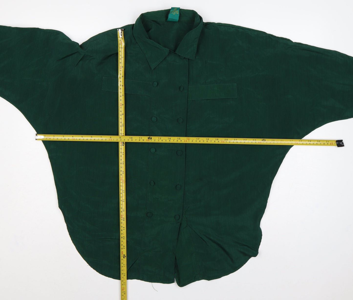 Canda Women Green UK 16 Basic Double-Breasted Button-Up Blouse