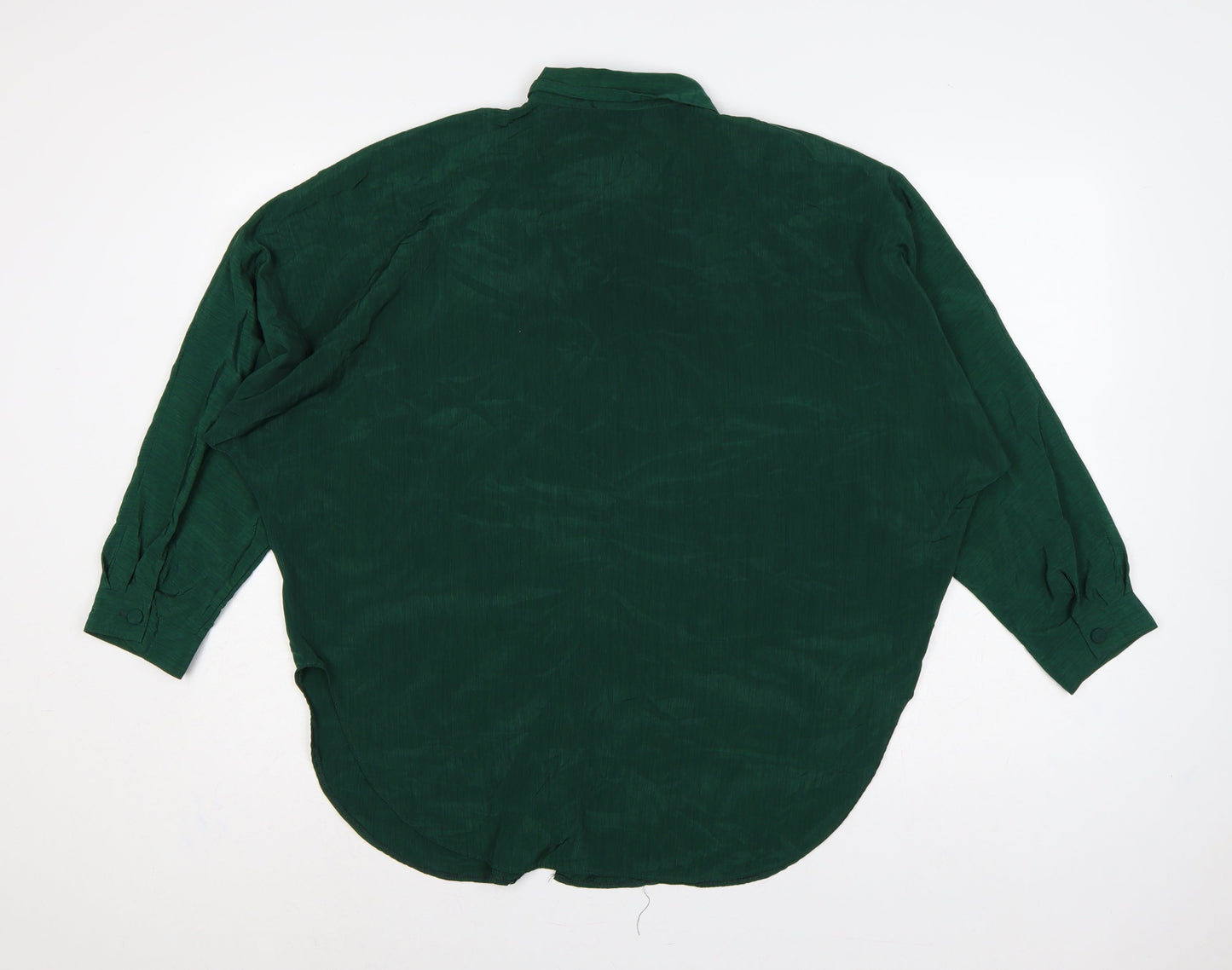Canda Women Green UK 16 Basic Double-Breasted Button-Up Blouse