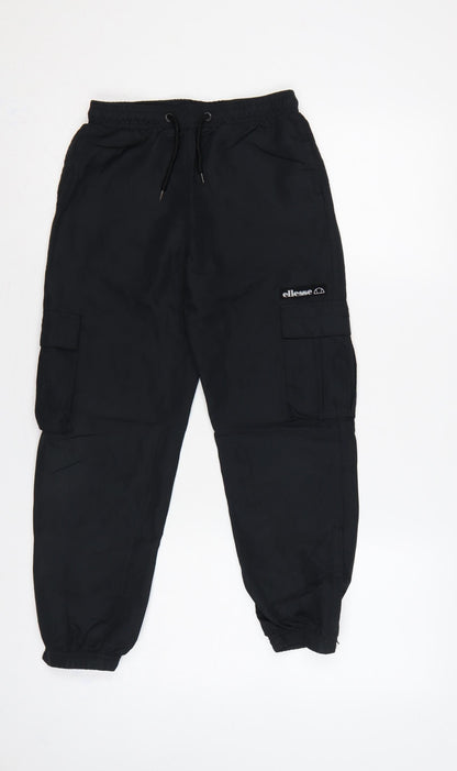 Ellesse Boys Black Cargo Joggers 10-11 Years Elastic Waist Pockets