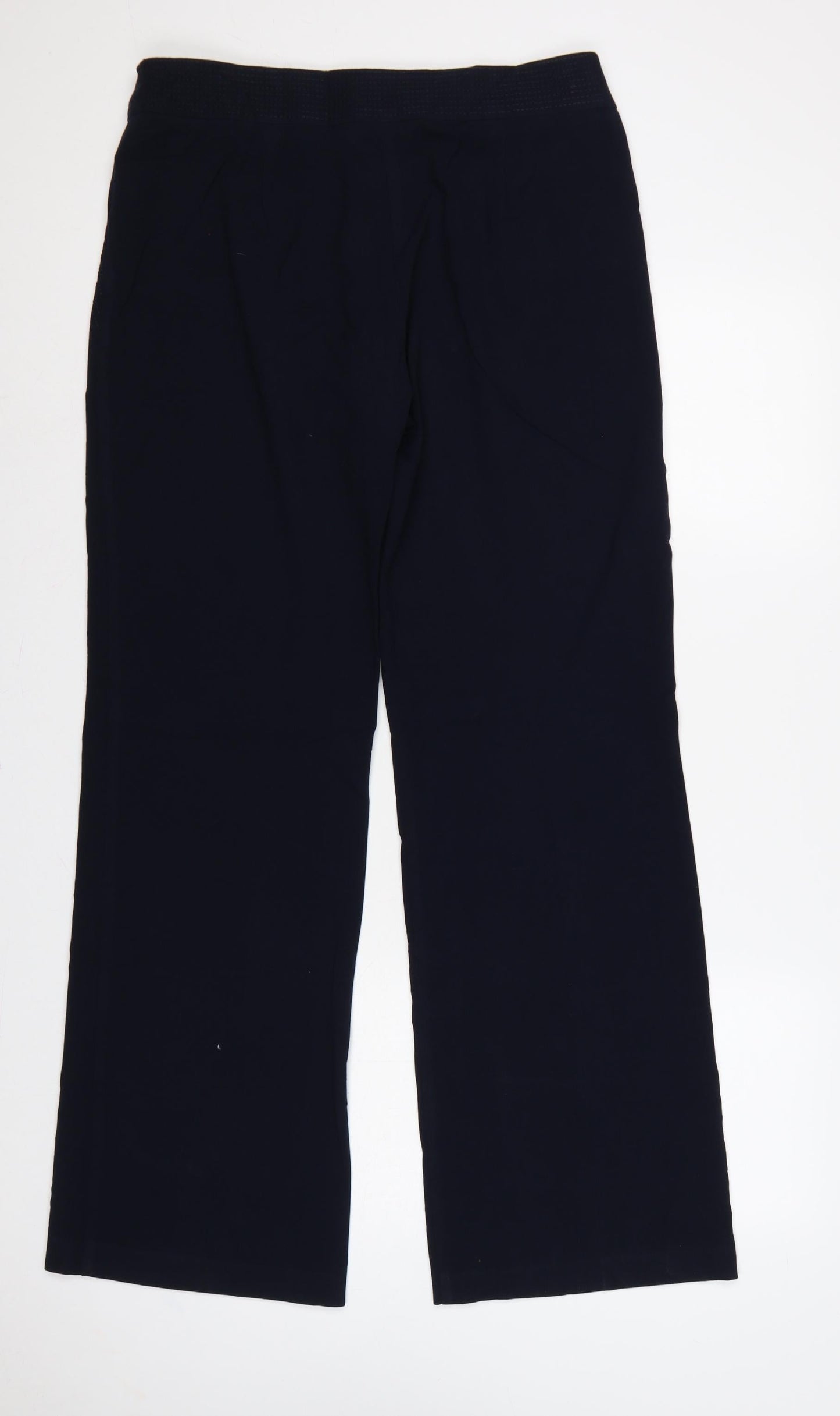 Marks & Spencer Women Blue UK 14 Long Wide-Leg Trousers Pockets