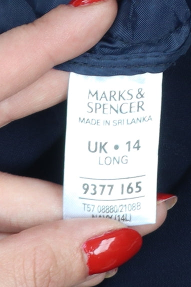 Marks & Spencer Women Blue UK 14 Long Wide-Leg Trousers Pockets