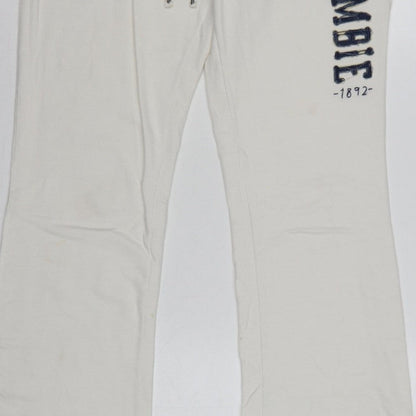 Abercrombie & Fitch Women’s Ivory L Flared Sweatpants Drawstring Logo