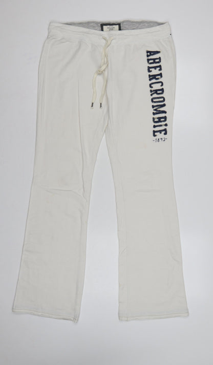 Abercrombie & Fitch Women’s Ivory L Flared Sweatpants Drawstring Logo