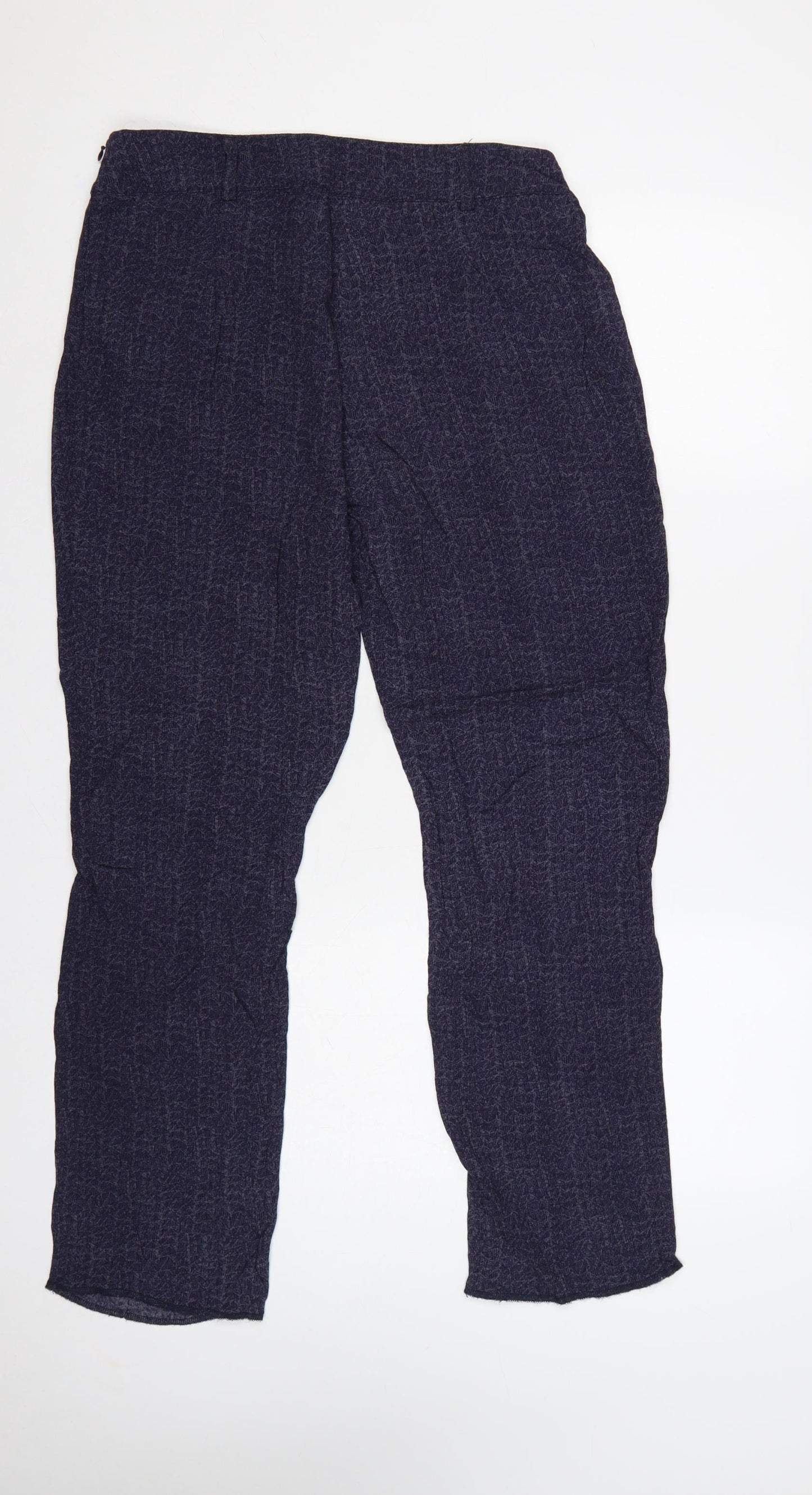 Per Una Women’s Blue Geometric Jersey Trousers UK 12 Short