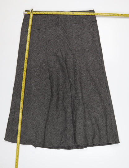Marks & Spencer Women Grey Herringbone A-Line Long Skirt UK 16