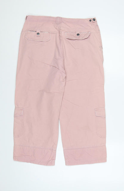 Fat Face Women Pink UK 12 Cotton Cargo Capri Trousers Pockets