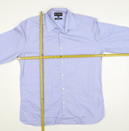Marks and Spencer Autograph Men's Blue Pink Stripe 16.5 Cotton Dress Shirt
