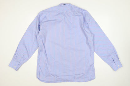 Marks and Spencer Autograph Men's Blue Pink Stripe 16.5 Cotton Dress Shirt