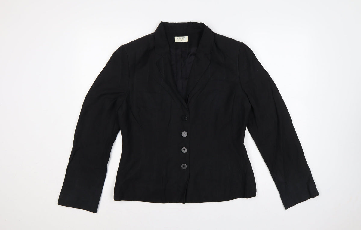 Kaliko Women’s Black Size 12 Tailored Single-Breasted Blazer Jacket