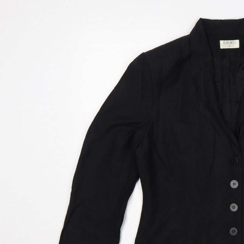 Kaliko Women’s Black Size 12 Tailored Single-Breasted Blazer Jacket