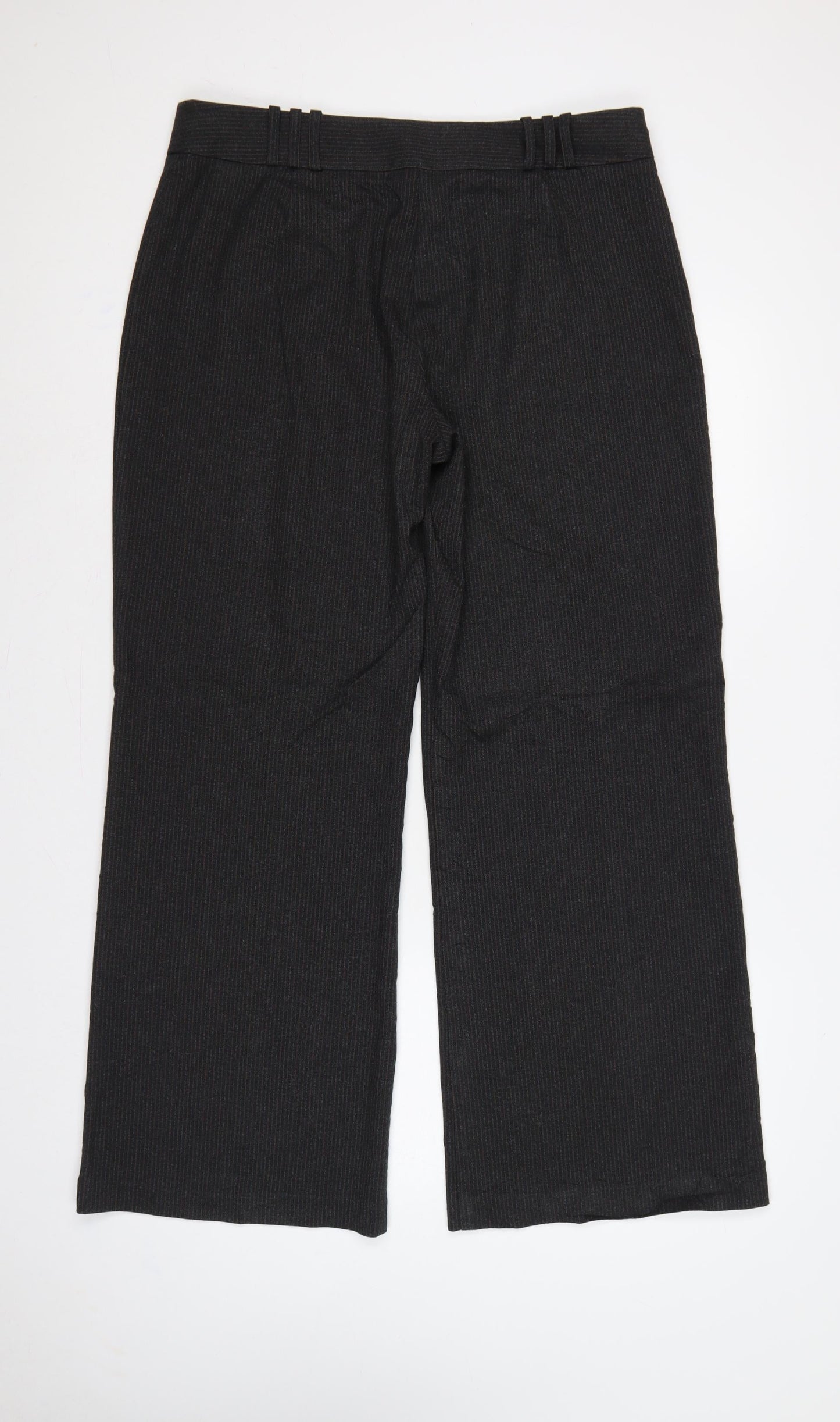 Marks & Spencer Women Black Pinstripe Wide Leg Dress Trousers UK 16