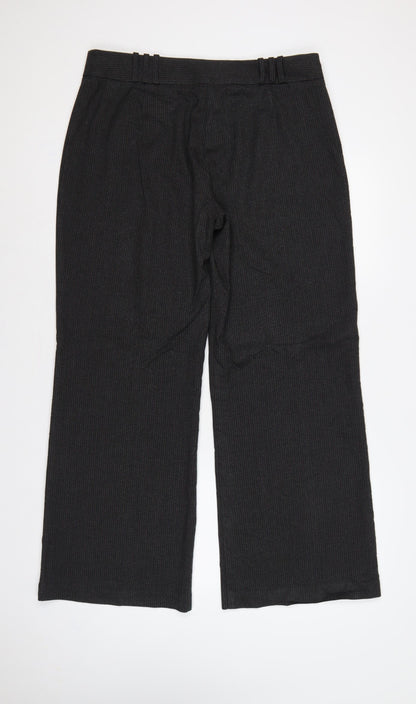 Marks & Spencer Women Black Pinstripe Wide Leg Dress Trousers UK 16