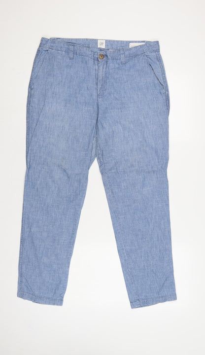 Gap Women's Blue UK 12 Girlfriend Khaki Cotton Tapered Chino Trousers