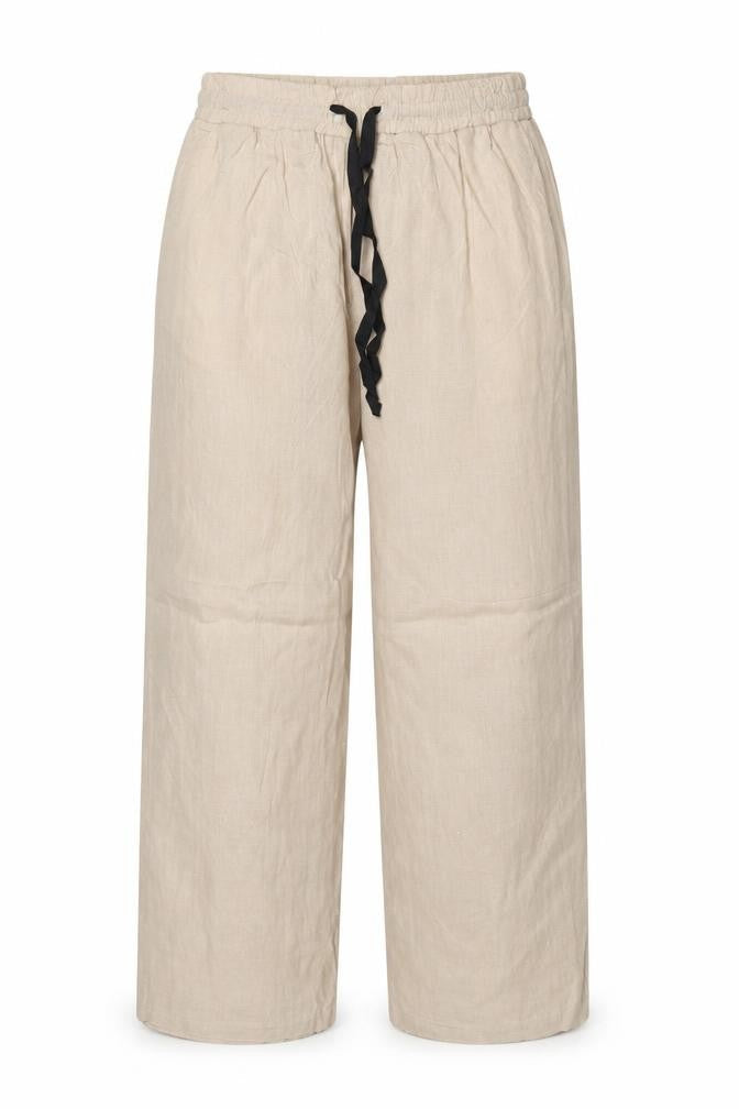 Zara Women Beige M Wide Leg Drawstring Relaxed Trousers