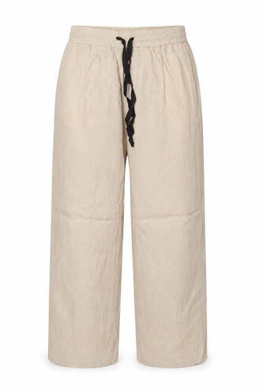 Zara Women Beige M Wide Leg Drawstring Relaxed Trousers
