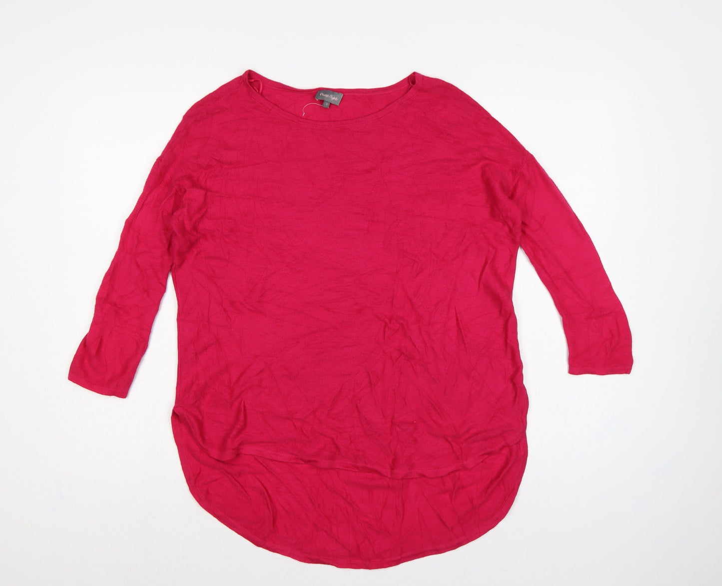 Phase Eight Women Pink S Linen Knit Longline Tunic Jumper 3/4 Sleeve