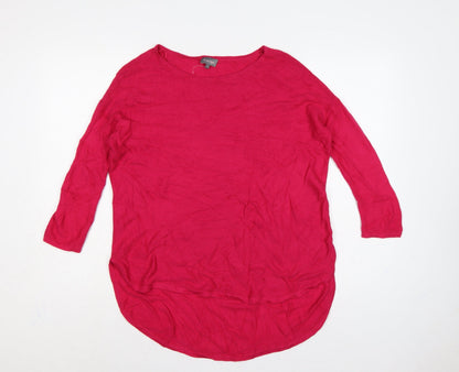 Phase Eight Women Pink S Linen Knit Longline Tunic Jumper 3/4 Sleeve