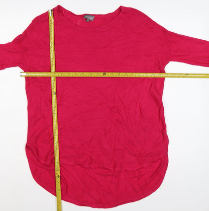 Phase Eight Women Pink S Linen Knit Longline Tunic Jumper 3/4 Sleeve