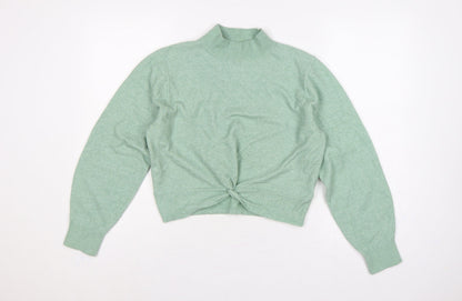 & Other Stories Women Green UK 12 Mock Neck Twist Front Knit Jumper