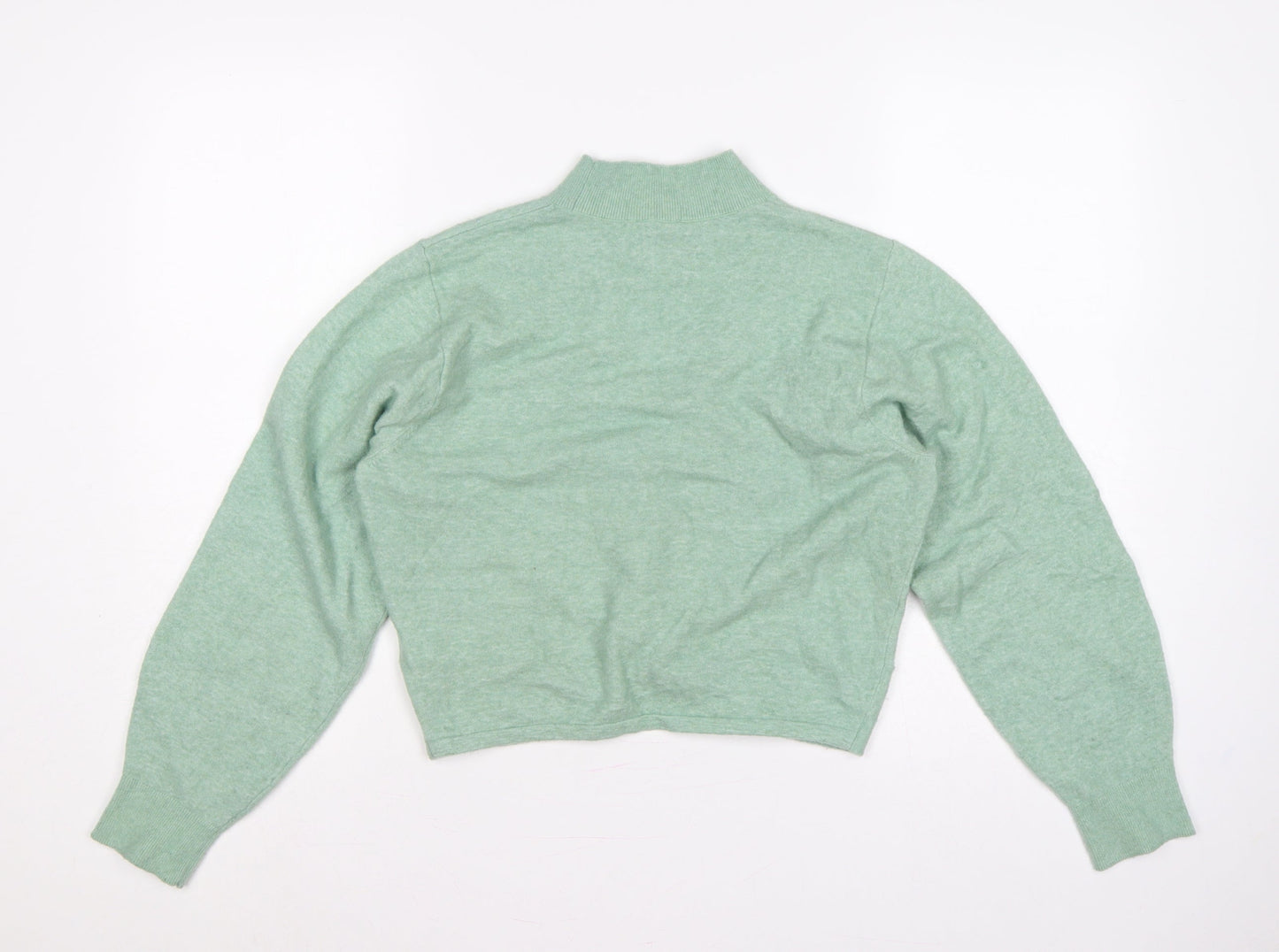 & Other Stories Women Green UK 12 Mock Neck Twist Front Knit Jumper