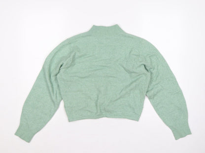 & Other Stories Women Green UK 12 Mock Neck Twist Front Knit Jumper