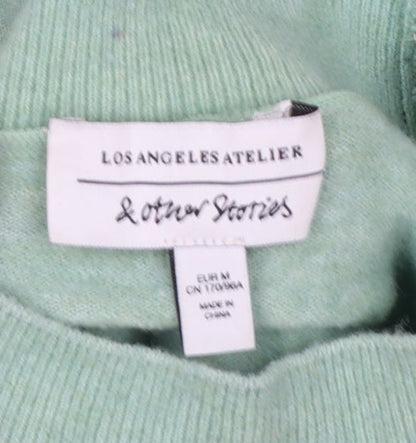 & Other Stories Women Green UK 12 Mock Neck Twist Front Knit Jumper