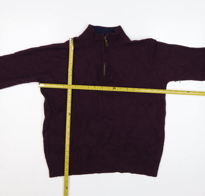 Joules Women Red S Wool Blend 1/4 Zip High Neck Knit Jumper