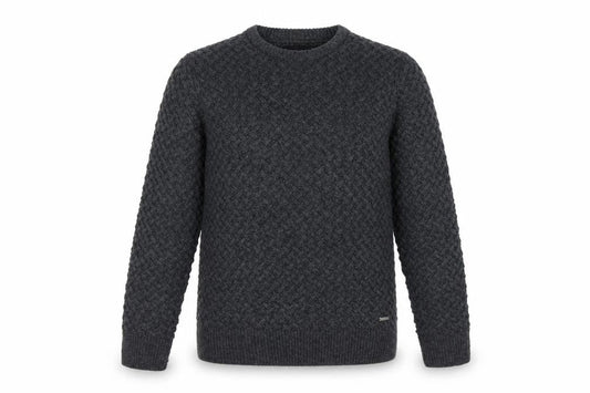 Front view of Firetrap Men’s Grey L Chunky Knit Crew Neck jumper