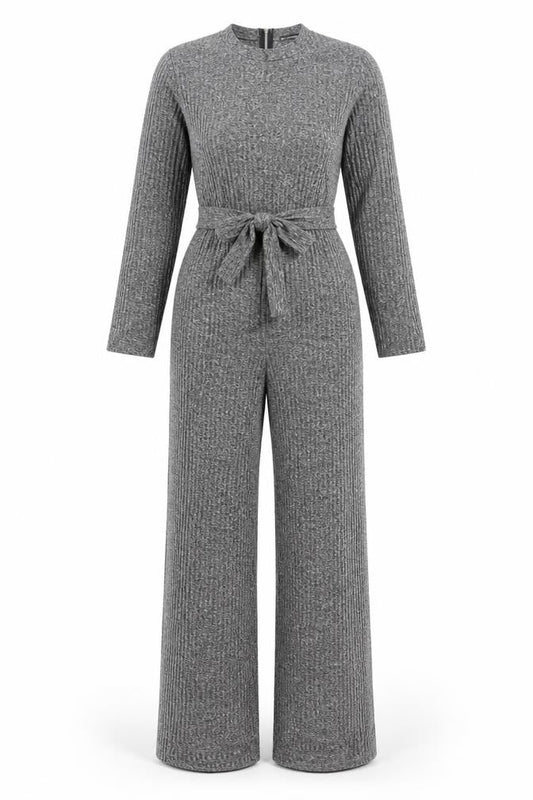 PrettyLittleThing Women Grey UK 8 Textured Zip Front Jumpsuit