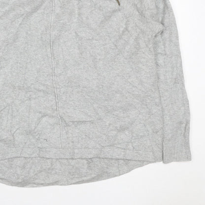 French Connection Women Grey XL Zip Shoulder Crew Neck Jumper
