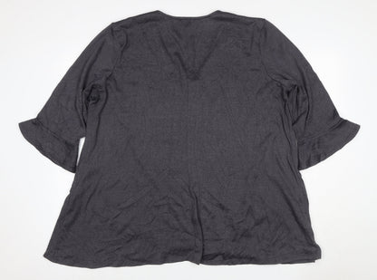 Grace Women’s Grey Size 22 V-Neck Bell Sleeve Stretch Blouse Top