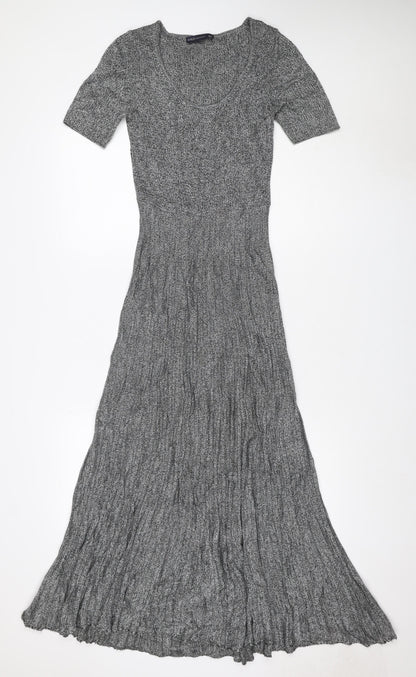 Marks & Spencer Women Grey UK 8 Long Knit Fit & Flare Jumper Dress