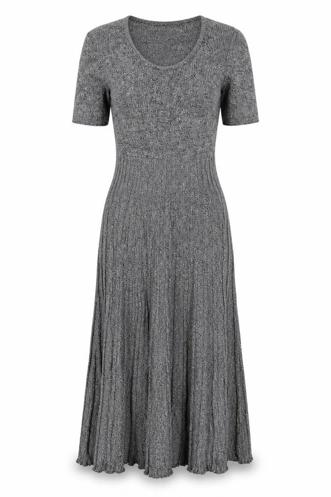 Marks & Spencer Women Grey UK 8 Long Knit Fit & Flare Jumper Dress