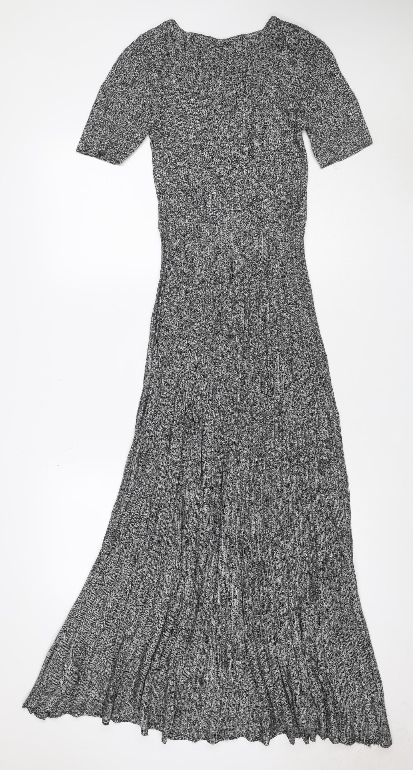 Marks & Spencer Women Grey UK 8 Long Knit Fit & Flare Jumper Dress