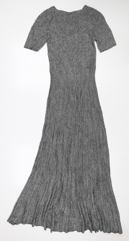 Marks & Spencer Women Grey UK 8 Long Knit Fit & Flare Jumper Dress