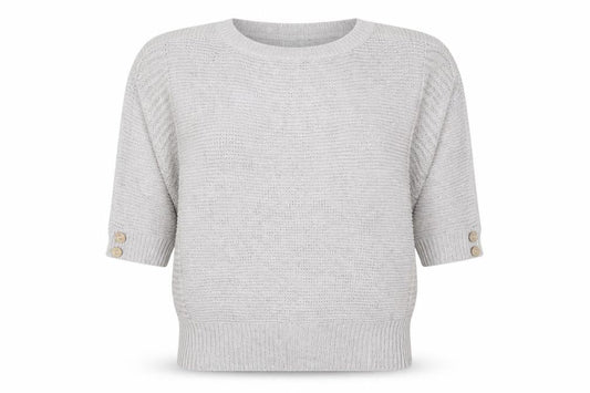 Wallis Women Grey Petite L Batwing Boat Neck Button Cuff Knit Jumper