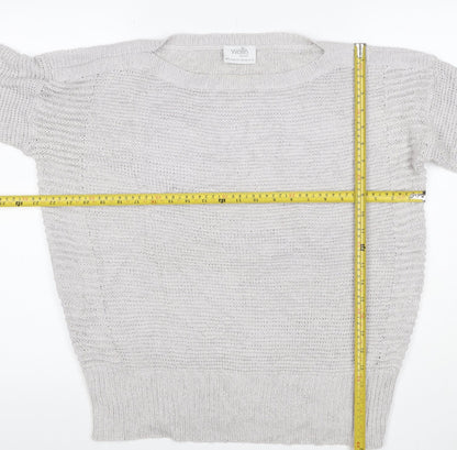Wallis Women Grey Petite L Batwing Boat Neck Button Cuff Knit Jumper