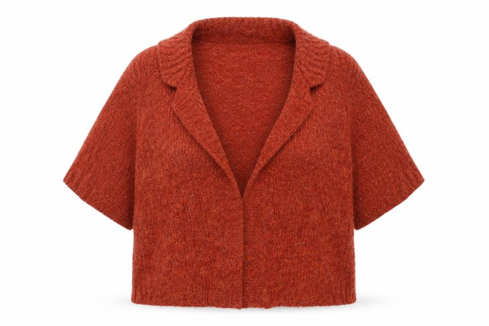Sarah Spencer Women Orange Alpaca Wool Blend 18 Plus Cardigan