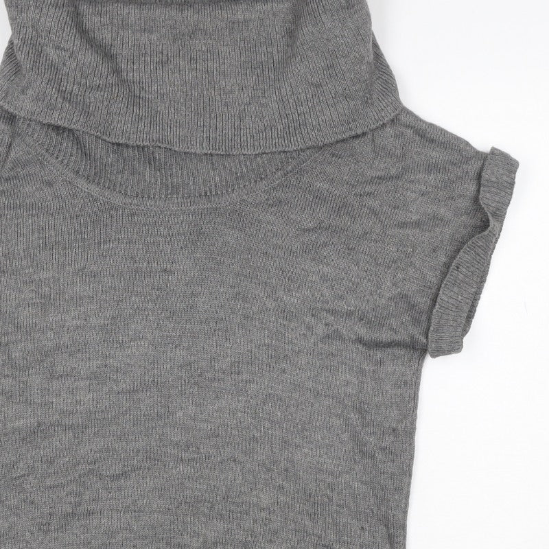 H&M Women Grey M Sleeveless Roll Neck Knit Pullover Jumper