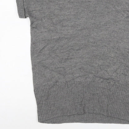 H&M Women Grey M Sleeveless Roll Neck Knit Pullover Jumper