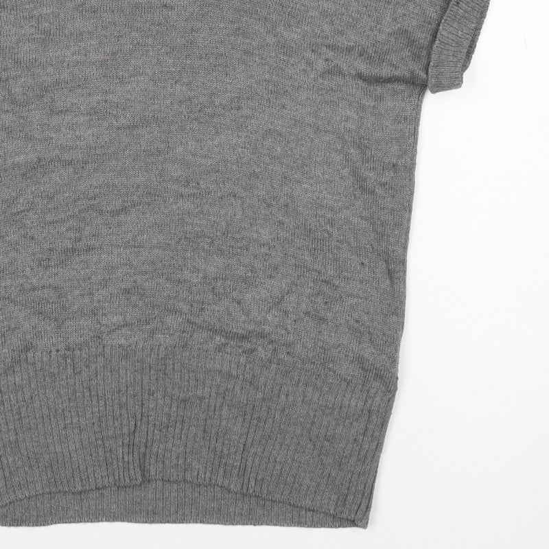 H&M Women Grey M Sleeveless Roll Neck Knit Pullover Jumper