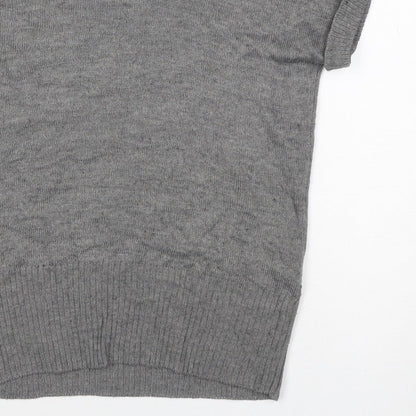 H&M Women Grey M Sleeveless Roll Neck Knit Pullover Jumper