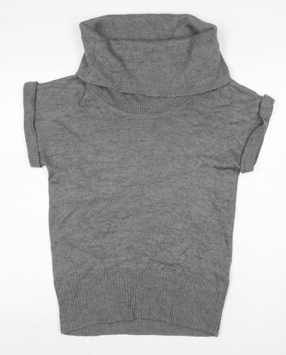 H&M Women Grey M Sleeveless Roll Neck Knit Pullover Jumper