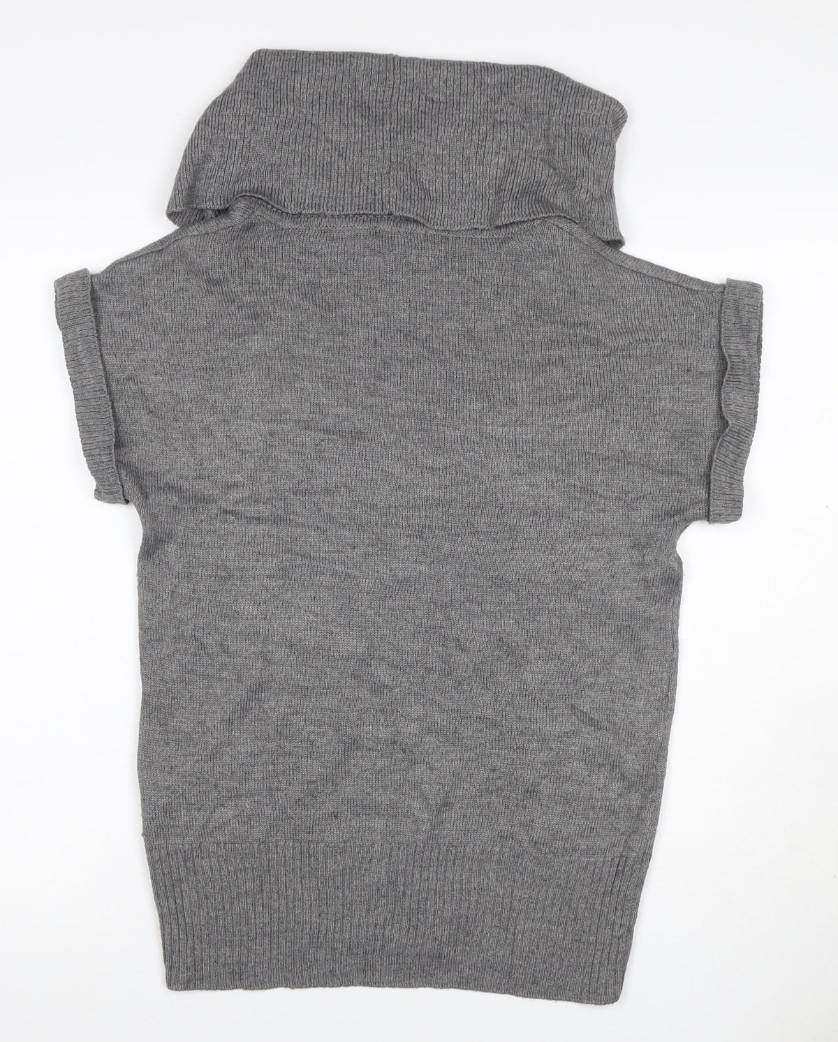 H&M Women Grey M Sleeveless Roll Neck Knit Pullover Jumper