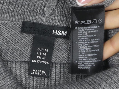 H&M Women Grey M Sleeveless Roll Neck Knit Pullover Jumper