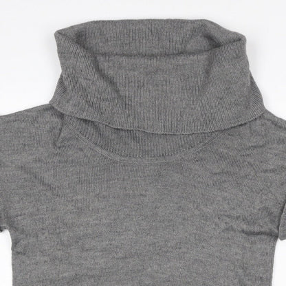 H&M Women Grey M Sleeveless Roll Neck Knit Pullover Jumper