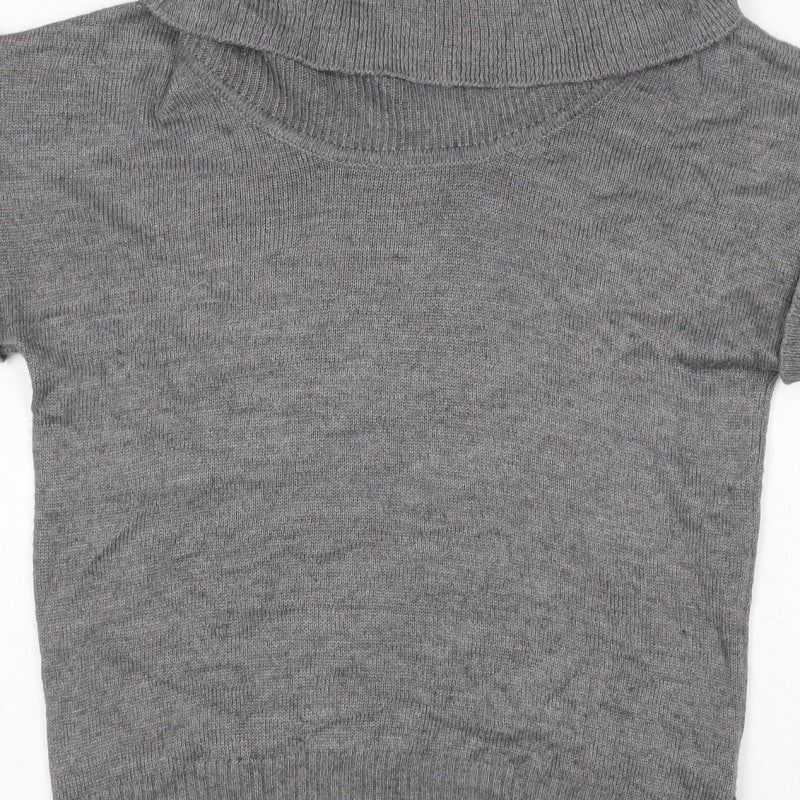 H&M Women Grey M Sleeveless Roll Neck Knit Pullover Jumper
