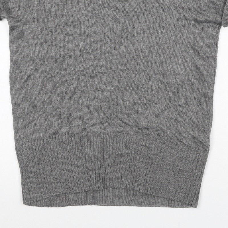 H&M Women Grey M Sleeveless Roll Neck Knit Pullover Jumper