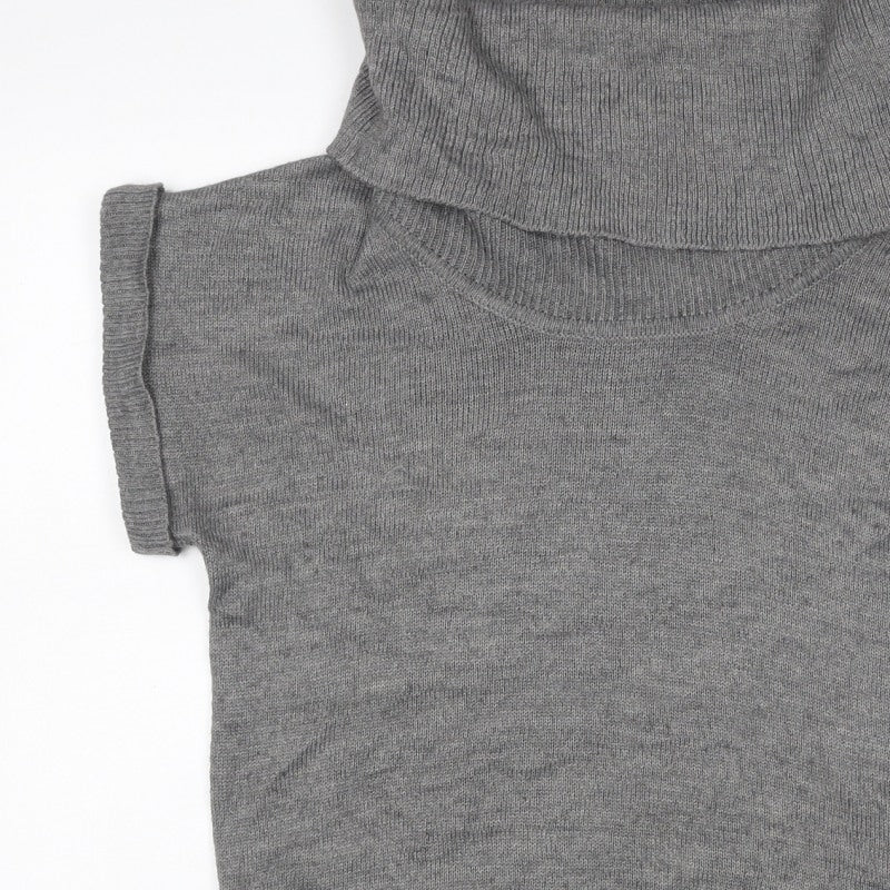 H&M Women Grey M Sleeveless Roll Neck Knit Pullover Jumper