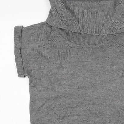 H&M Women Grey M Sleeveless Roll Neck Knit Pullover Jumper
